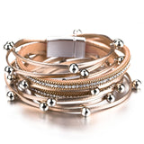 ALLYES Metal Beads Charm Leather Bracelets for Women Fashion  Crystal Chain Bohemian Multilayer Wrap Bracelet Female Jewelry daiiibabyyy