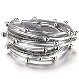 ALLYES Metal Beads Charm Leather Bracelets for Women Fashion  Crystal Chain Bohemian Multilayer Wrap Bracelet Female Jewelry daiiibabyyy