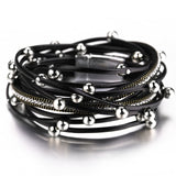 ALLYES Metal Beads Charm Leather Bracelets for Women Fashion  Crystal Chain Bohemian Multilayer Wrap Bracelet Female Jewelry daiiibabyyy