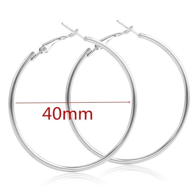40mm 60mm 70mm 80mm Exaggerate Big Smooth Circle Hoop Earrings Brincos Simple Party Round Loop Earrings for Women Jewelry daiiibabyyy