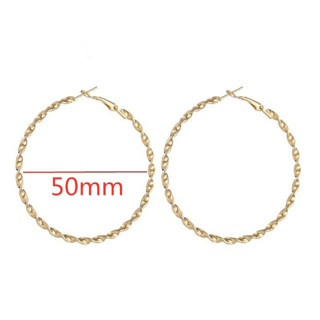 40mm 60mm 70mm 80mm Exaggerate Big Smooth Circle Hoop Earrings Brincos Simple Party Round Loop Earrings for Women Jewelry daiiibabyyy