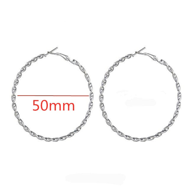 40mm 60mm 70mm 80mm Exaggerate Big Smooth Circle Hoop Earrings Brincos Simple Party Round Loop Earrings for Women Jewelry daiiibabyyy
