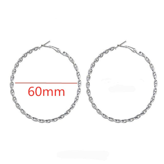 40mm 60mm 70mm 80mm Exaggerate Big Smooth Circle Hoop Earrings Brincos Simple Party Round Loop Earrings for Women Jewelry daiiibabyyy