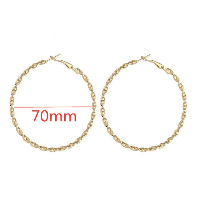 40mm 60mm 70mm 80mm Exaggerate Big Smooth Circle Hoop Earrings Brincos Simple Party Round Loop Earrings for Women Jewelry daiiibabyyy
