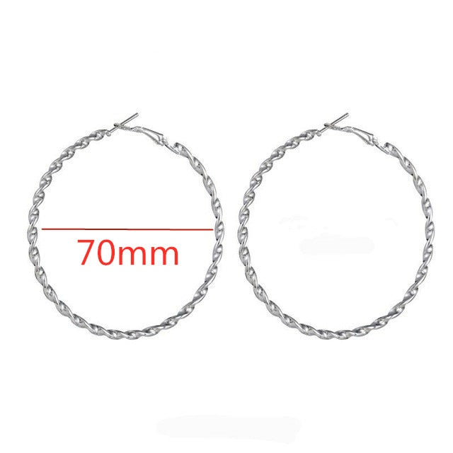 40mm 60mm 70mm 80mm Exaggerate Big Smooth Circle Hoop Earrings Brincos Simple Party Round Loop Earrings for Women Jewelry daiiibabyyy