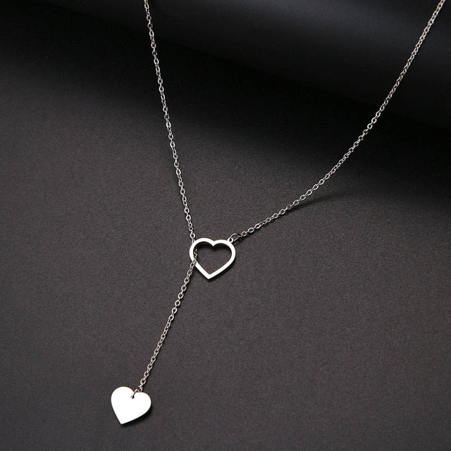 CACANA Long Pendant Heart-Shaped Necklaces Pendants For Women  Simple Design Necklace Stylish Stainless Steel Jewelry Party Gift daiiibabyyy