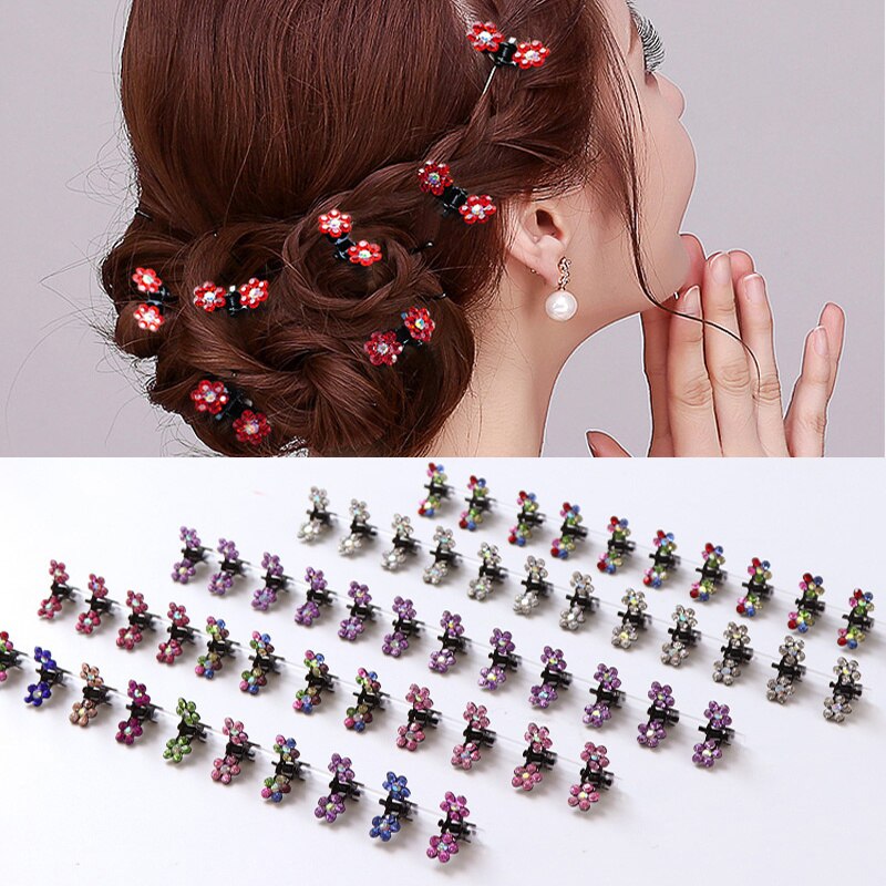 6/12pcs Crystal Rhinestone Flower Hair Claws Clamps Hairgrip Accessories Hairpins Hair Clips Jewelry for Women Bridal Kids Girl daiiibabyyy