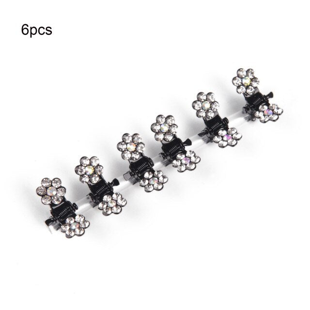6/12pcs Crystal Rhinestone Flower Hair Claws Clamps Hairgrip Accessories Hairpins Hair Clips Jewelry for Women Bridal Kids Girl daiiibabyyy