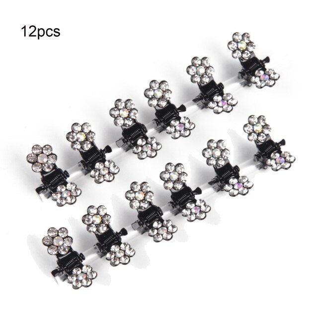 6/12pcs Crystal Rhinestone Flower Hair Claws Clamps Hairgrip Accessories Hairpins Hair Clips Jewelry for Women Bridal Kids Girl daiiibabyyy