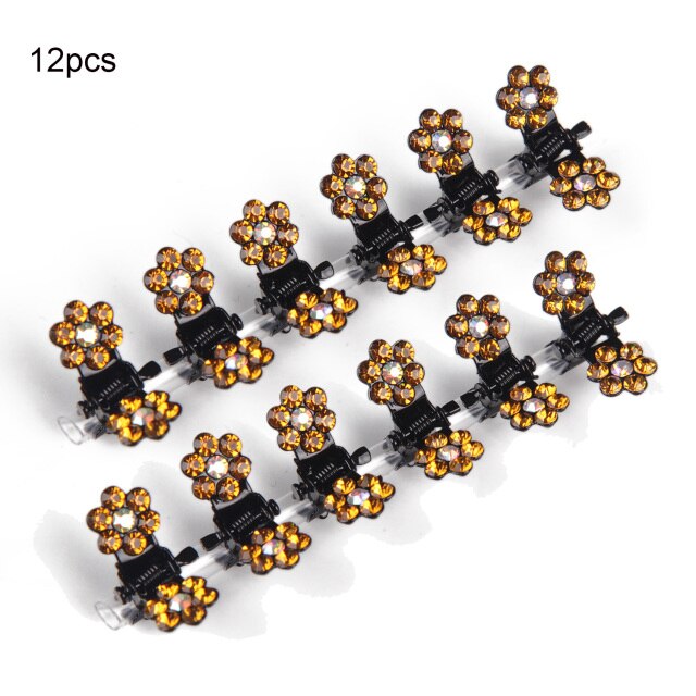 6/12pcs Crystal Rhinestone Flower Hair Claws Clamps Hairgrip Accessories Hairpins Hair Clips Jewelry for Women Bridal Kids Girl daiiibabyyy