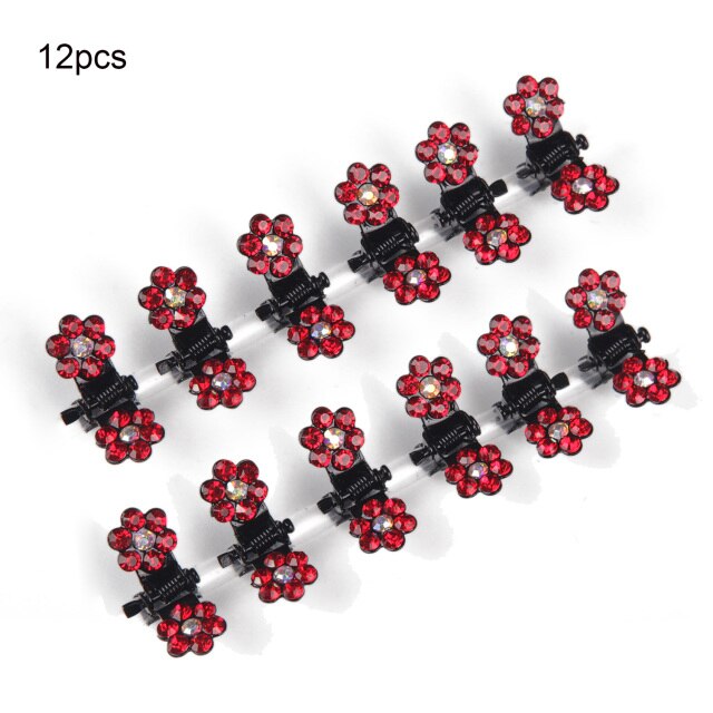 6/12pcs Crystal Rhinestone Flower Hair Claws Clamps Hairgrip Accessories Hairpins Hair Clips Jewelry for Women Bridal Kids Girl daiiibabyyy