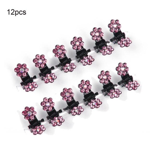 6/12pcs Crystal Rhinestone Flower Hair Claws Clamps Hairgrip Accessories Hairpins Hair Clips Jewelry for Women Bridal Kids Girl daiiibabyyy