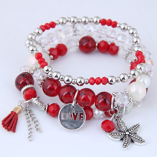 Bohemian Charm Beads Wrap Bracelets & Bangles for Women Boho Flower Leaf Tassel Bracelet Multilayer Bracelet Femme 2020 New daiiibabyyy