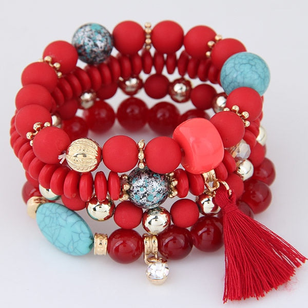 Bohemian Charm Beads Wrap Bracelets & Bangles for Women Boho Flower Leaf Tassel Bracelet Multilayer Bracelet Femme 2020 New daiiibabyyy