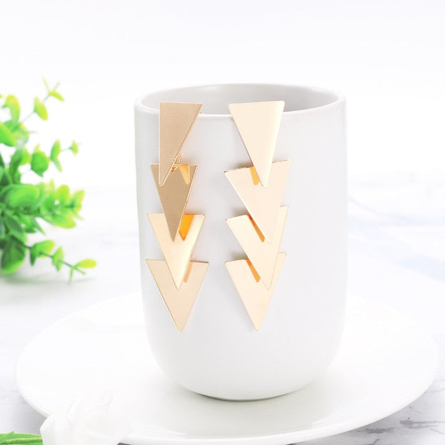 WYBU Summer Style Golden Drop Earrings For Women Geomatric Black Long Hanging Earring Triangle Bts Jewelry Earing bijouterie daiiibabyyy