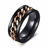 8mm Spinner Ring For Men Stainless Steel Cuba Chain Wedding Men's Anti Stress Jewelry daiiibabyyy