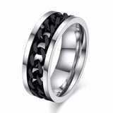 8mm Spinner Ring For Men Stainless Steel Cuba Chain Wedding Men's Anti Stress Jewelry daiiibabyyy