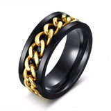 8mm Spinner Ring For Men Stainless Steel Cuba Chain Wedding Men's Anti Stress Jewelry daiiibabyyy
