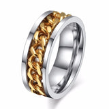 8mm Spinner Ring For Men Stainless Steel Cuba Chain Wedding Men's Anti Stress Jewelry daiiibabyyy