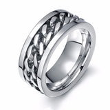 8mm Spinner Ring For Men Stainless Steel Cuba Chain Wedding Men's Anti Stress Jewelry daiiibabyyy