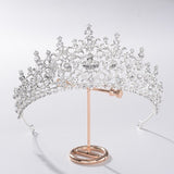 Baroque Silver Color Crystal Flower Bridal Tiaras Crown Rhinestone Pageant Diadem Bride Headband Wedding Hair Accessories Bijoux daiiibabyyy