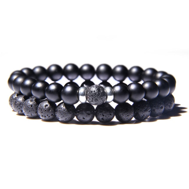 2pcs/set Fashion Men Bracelet Natural Stone Tiger Eye Lava Bead Bracelet for Men Women Jewelry Gift Classic Pulsera Hombre daiiibabyyy