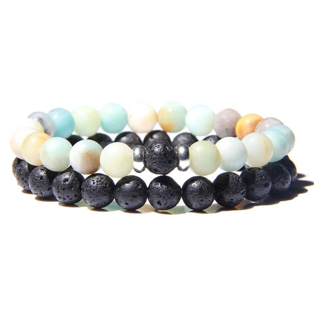 2pcs/set Fashion Men Bracelet Natural Stone Tiger Eye Lava Bead Bracelet for Men Women Jewelry Gift Classic Pulsera Hombre daiiibabyyy