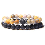 2pcs/set Fashion Men Bracelet Natural Stone Tiger Eye Lava Bead Bracelet for Men Women Jewelry Gift Classic Pulsera Hombre daiiibabyyy