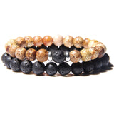 2pcs/set Fashion Men Bracelet Natural Stone Tiger Eye Lava Bead Bracelet for Men Women Jewelry Gift Classic Pulsera Hombre daiiibabyyy