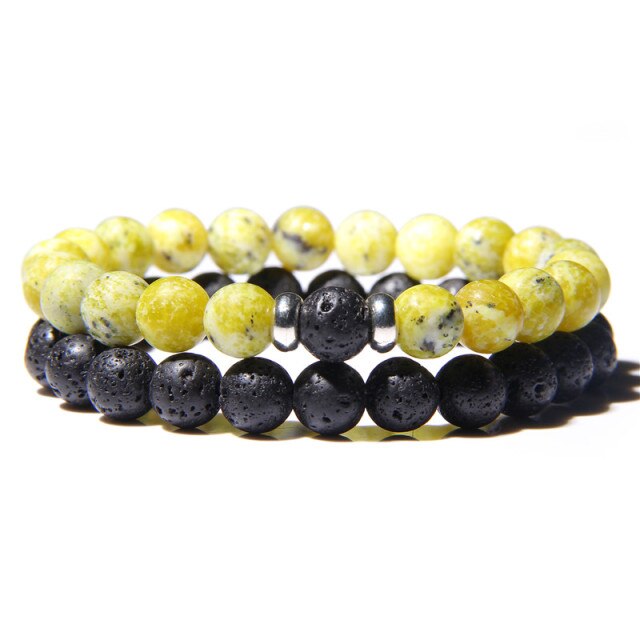 2pcs/set Fashion Men Bracelet Natural Stone Tiger Eye Lava Bead Bracelet for Men Women Jewelry Gift Classic Pulsera Hombre daiiibabyyy