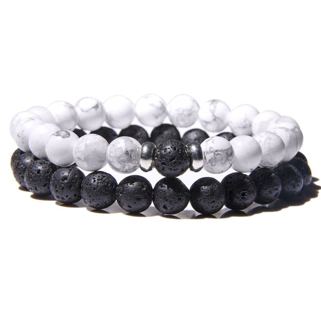 2pcs/set Fashion Men Bracelet Natural Stone Tiger Eye Lava Bead Bracelet for Men Women Jewelry Gift Classic Pulsera Hombre daiiibabyyy