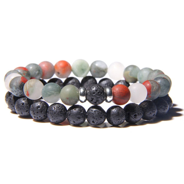 2pcs/set Fashion Men Bracelet Natural Stone Tiger Eye Lava Bead Bracelet for Men Women Jewelry Gift Classic Pulsera Hombre daiiibabyyy