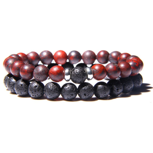 2pcs/set Fashion Men Bracelet Natural Stone Tiger Eye Lava Bead Bracelet for Men Women Jewelry Gift Classic Pulsera Hombre daiiibabyyy
