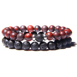 2pcs/set Fashion Men Bracelet Natural Stone Tiger Eye Lava Bead Bracelet for Men Women Jewelry Gift Classic Pulsera Hombre daiiibabyyy