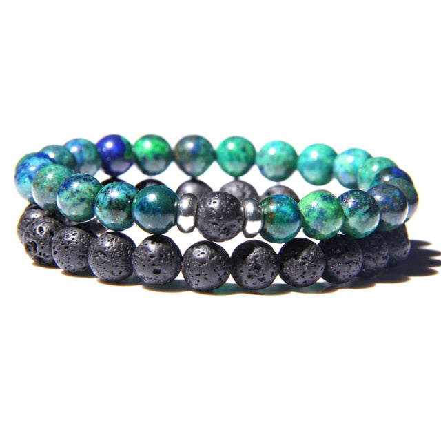 2pcs/set Fashion Men Bracelet Natural Stone Tiger Eye Lava Bead Bracelet for Men Women Jewelry Gift Classic Pulsera Hombre daiiibabyyy