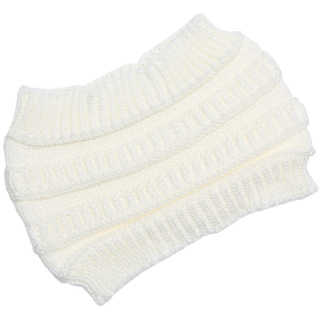 autumn winter Ponytail Beanie hat Women Stretch Knitted Crochet Beanies cap Winter Hats Cap  For Women Warm Lady daiiibabyyy