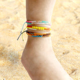 Bohemian Seed Bead Beach Charm Ankle Bracelet Fashion Rainbow Adjustable Anklet Foot Jewelry Ocean Gift For Women daiiibabyyy