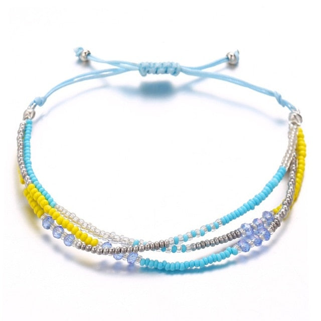 Bohemian Seed Bead Beach Charm Ankle Bracelet Fashion Rainbow Adjustable Anklet Foot Jewelry Ocean Gift For Women daiiibabyyy