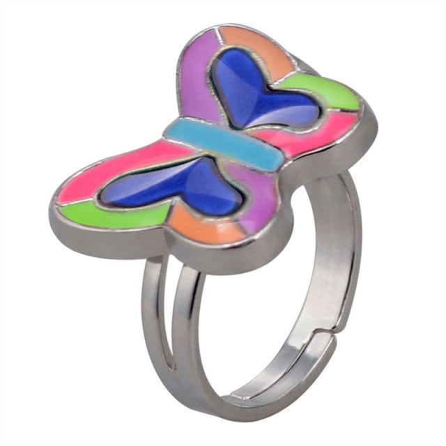 Butterfly Mood Ring Color Change Adjustable Emotion Feeling Changeable Temperature Ring Jewelry For Kids Birthday daiiibabyyy