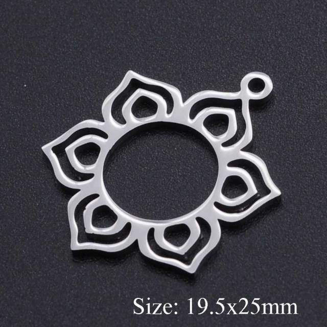 5pcs/lot Flower of Life DIY Charms Wholesale 100% Stainless Steel Yoga Lotus Connectors Charm Om Hansa Hand Jewelry Pendant daiiibabyyy