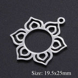5pcs/lot Flower of Life DIY Charms Wholesale 100% Stainless Steel Yoga Lotus Connectors Charm Om Hansa Hand Jewelry Pendant daiiibabyyy