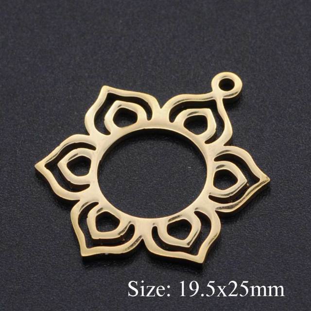 5pcs/lot Flower of Life DIY Charms Wholesale 100% Stainless Steel Yoga Lotus Connectors Charm Om Hansa Hand Jewelry Pendant daiiibabyyy