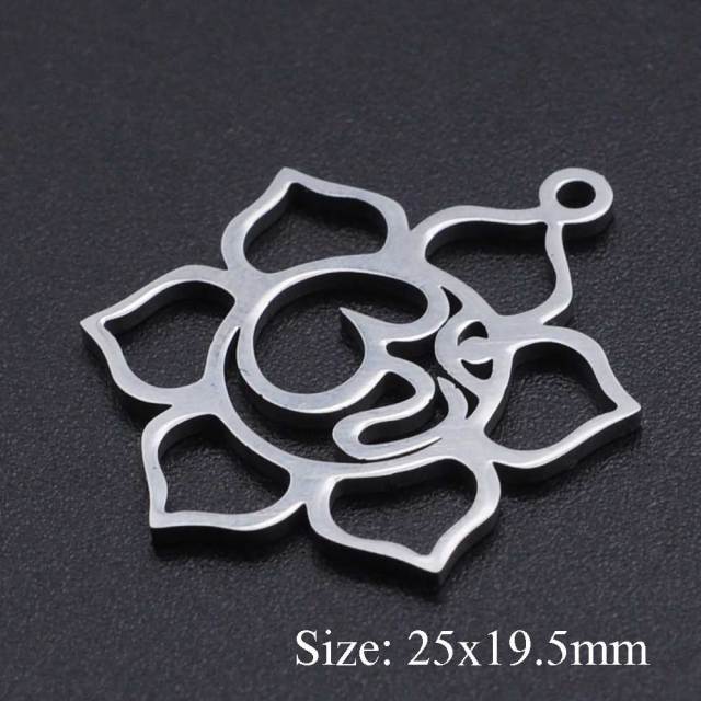5pcs/lot Flower of Life DIY Charms Wholesale 100% Stainless Steel Yoga Lotus Connectors Charm Om Hansa Hand Jewelry Pendant daiiibabyyy