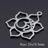 5pcs/lot Flower of Life DIY Charms Wholesale 100% Stainless Steel Yoga Lotus Connectors Charm Om Hansa Hand Jewelry Pendant daiiibabyyy