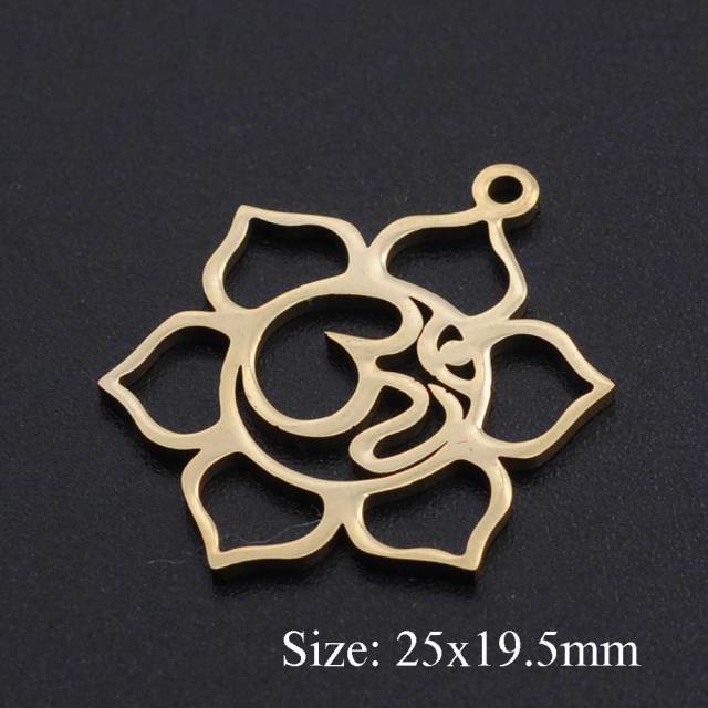 5pcs/lot Flower of Life DIY Charms Wholesale 100% Stainless Steel Yoga Lotus Connectors Charm Om Hansa Hand Jewelry Pendant daiiibabyyy