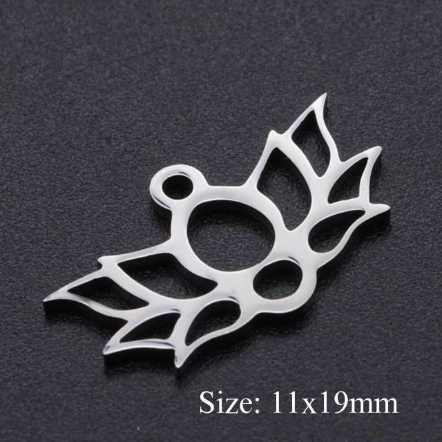 5pcs/lot Flower of Life DIY Charms Wholesale 100% Stainless Steel Yoga Lotus Connectors Charm Om Hansa Hand Jewelry Pendant daiiibabyyy