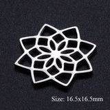 5pcs/lot Flower of Life DIY Charms Wholesale 100% Stainless Steel Yoga Lotus Connectors Charm Om Hansa Hand Jewelry Pendant daiiibabyyy