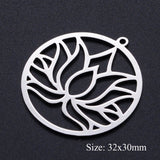 5pcs/lot Flower of Life DIY Charms Wholesale 100% Stainless Steel Yoga Lotus Connectors Charm Om Hansa Hand Jewelry Pendant daiiibabyyy