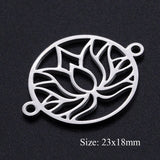 5pcs/lot Flower of Life DIY Charms Wholesale 100% Stainless Steel Yoga Lotus Connectors Charm Om Hansa Hand Jewelry Pendant daiiibabyyy