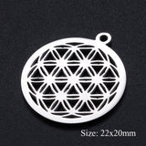 5pcs/lot Flower of Life DIY Charms Wholesale 100% Stainless Steel Yoga Lotus Connectors Charm Om Hansa Hand Jewelry Pendant daiiibabyyy